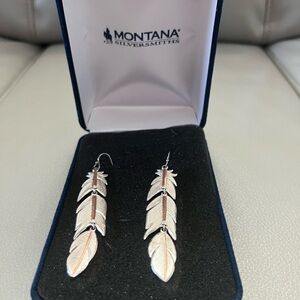 Montana Silversmiths Silver and Gold Feather Earrings